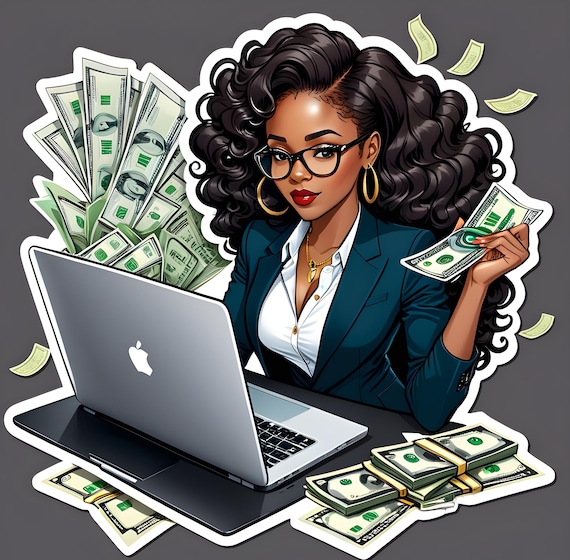 Money Hustle Stickers, Laptop Stickers, Businesswoman Planner Stickers, Financial Planner Stickers, Money Stickers, Work From Home Stickers