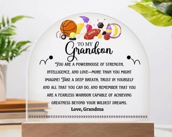 To My Grandson, Kids Night Light, Gift From Grandparents, Personalized Plaque To Grandson, Grandson Night Light, Gift To Grandson