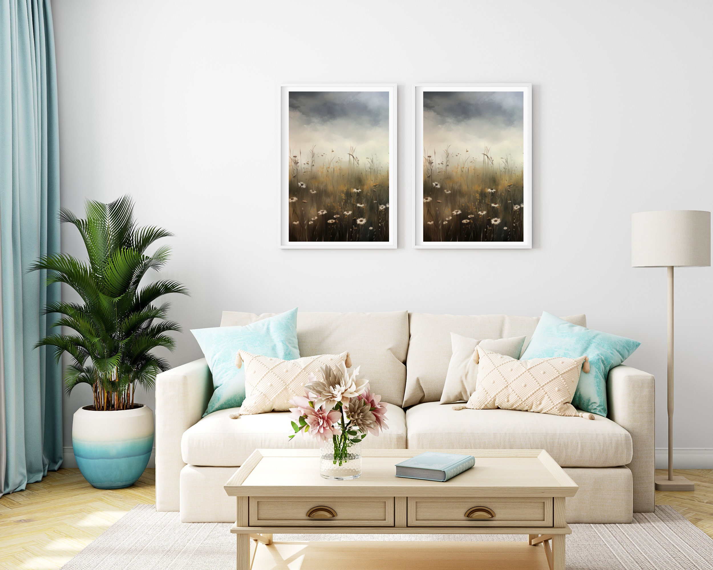 Dark Wildflowers Painting Set of 2 Prints, Wildflower Art Prints, Flower Artwork, Wildflower