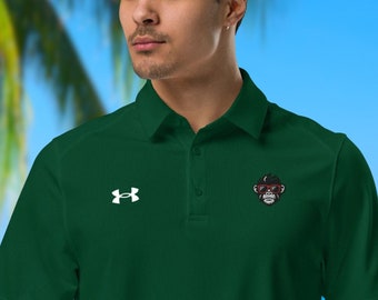 Polo da uomo Under Armour® con ricamo di una simpatica scimmia con occhiali da sole