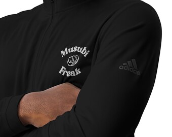 Musubi Freak Embroidered Quarter Zip Pullover - Hawaiian Foodie Gift