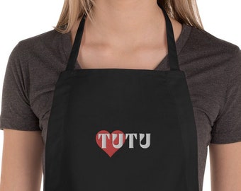 Tutu Hawaian Grandmother Heart Embroidered Apron - Aloha Ohana kitchen essential