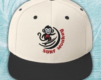 Surf Monkey Broderad Snapback-keps: Strandbumsurfare