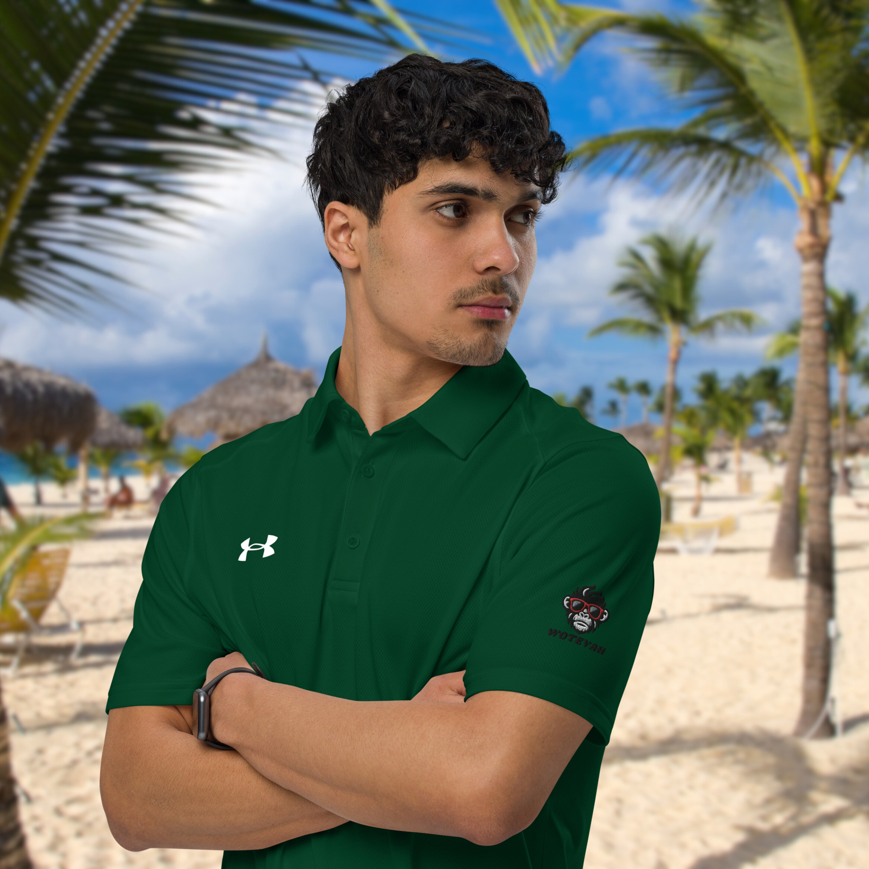 UNITED ARROWS★UA MONKEY ♡wedding ♡ Under Armour® Men's Polo Golf Shirt W/ Embroidery of a Cool
