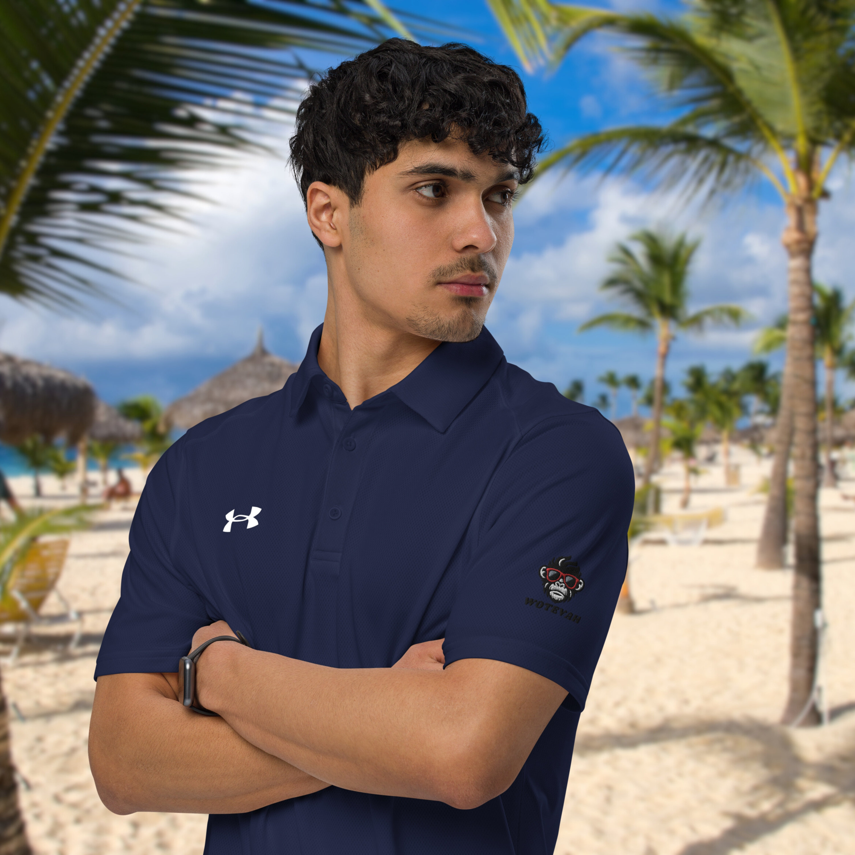 UNITED ARROWS★UA MONKEY ♡wedding ♡ Under Armour® Men's Polo Golf Shirt W/ Embroidery of a Cool