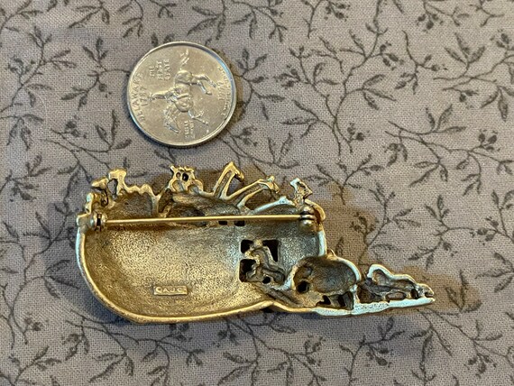 AJC Noah’s Ark Brooch Large Gold Tone Pin With A … - image 4