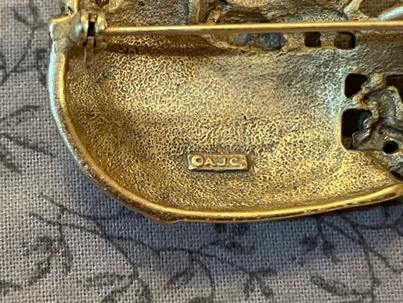 AJC Noah’s Ark Brooch Large Gold Tone Pin With A … - image 3