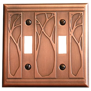 Copper Switch plate - art nouveau pattern - double toggle