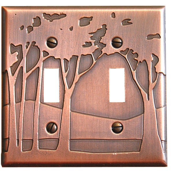 Copper Switch plate - landscape pattern - double toggle