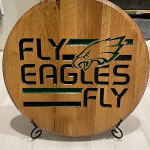 Philadelphia Eagles Carved Bourbon Barrel Head
