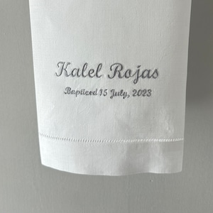 Personalized Embroidered Baby Baptism Linen Towel, Personalized Christening Baby Towel, Baptism Towels, Baptism Gift, Christening Gift