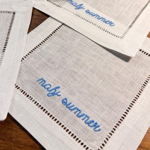 Embroidered Mahjong Cocktail Napkins, Mahjong Tiles Embroidered Cocktail Napkins, Mahjong Party, Mahjong Table Decor, Mahjong Lover Gift "mahj summer"