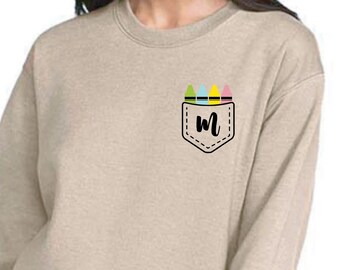 Personalized Custom Teacher Embroider Sweatshirt, Teacher Crewneck, Back To School Gift Idea, Teacher Name Hoodie, Custom Teacher Gift