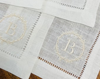 Embroidered Custom Monogram Cocktail Linen Napkin, Custom Drinks Linen Napkin, Personalized Cocktail Napkin, Wedding Gift Linen Napkin