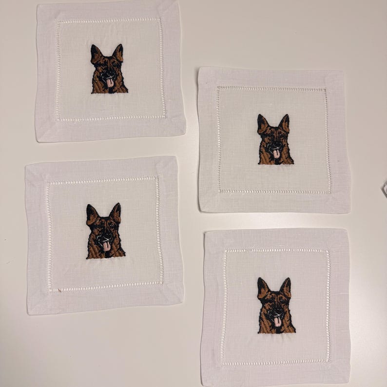 ATADesignsEmbroidery German Shepherd Cocktail Napkin - Thumbnail 2