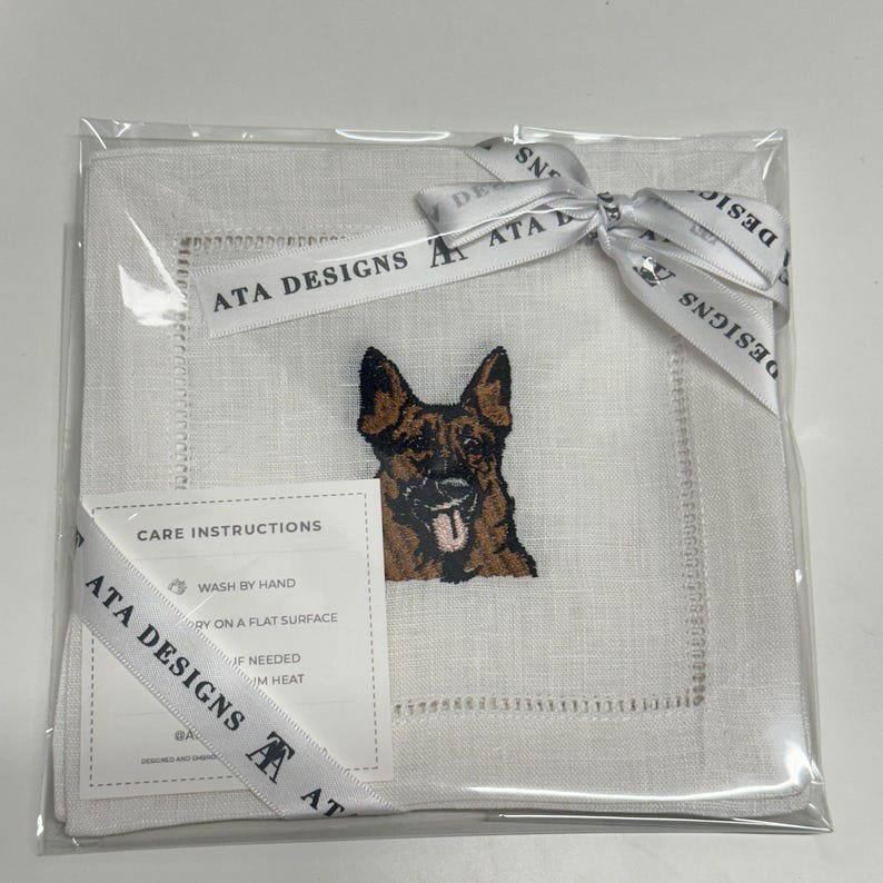 ATADesignsEmbroidery German Shepherd Cocktail Napkin