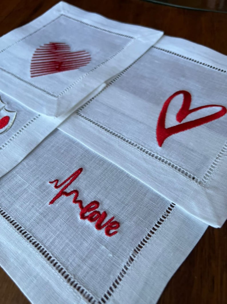 ATADesignsEmbroidery Linen Cocktail Napkins - Thumbnail 3