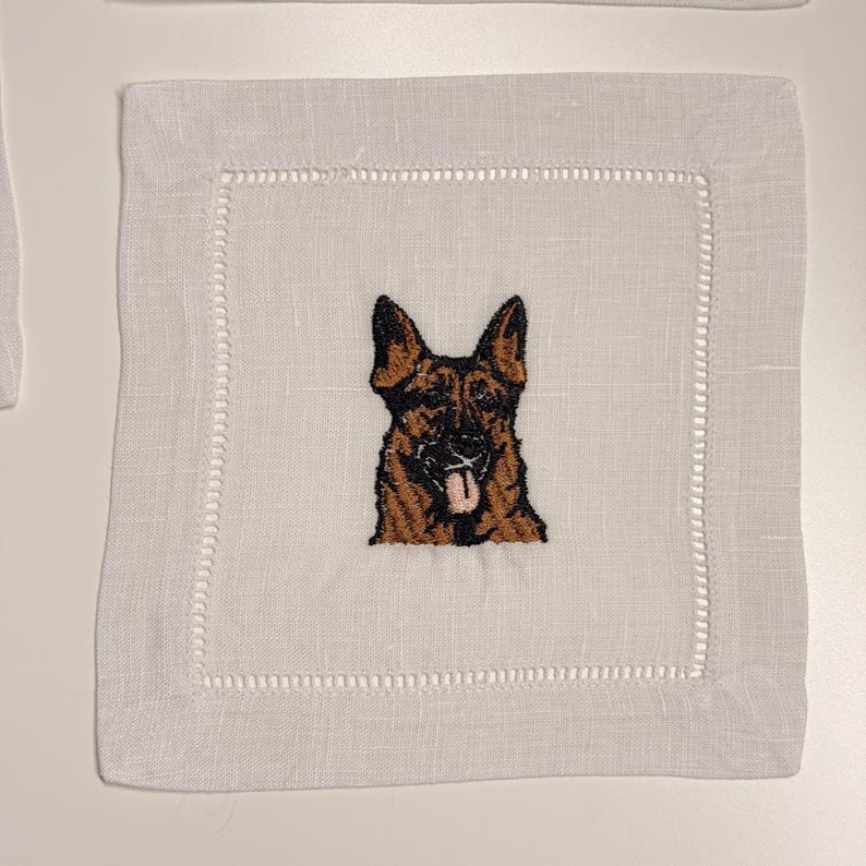 ATADesignsEmbroidery German Shepherd Cocktail Napkin - Thumbnail 4