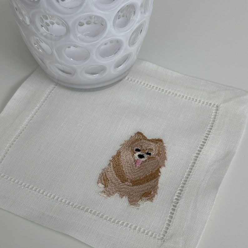 ATADesignsEmbroidery Pomeranian Dog Cocktail Napkins - Thumbnail 2