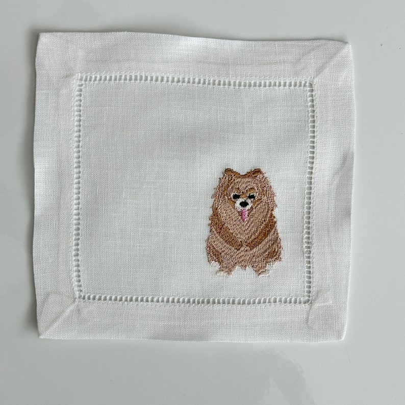 ATADesignsEmbroidery Pomeranian Dog Cocktail Napkins - Thumbnail 4
