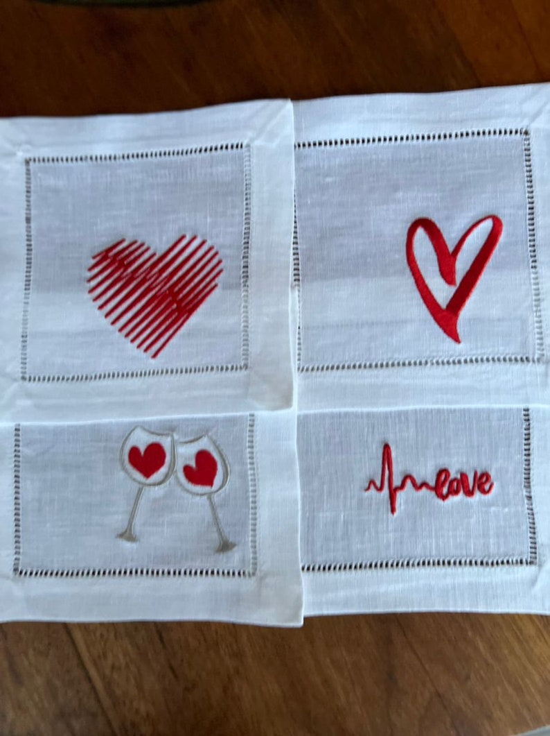 ATADesignsEmbroidery Linen Cocktail Napkins - Thumbnail 4