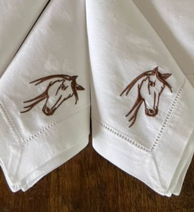 ATADesignsEmbroidery Horse Cocktail Napkins - Thumbnail 4