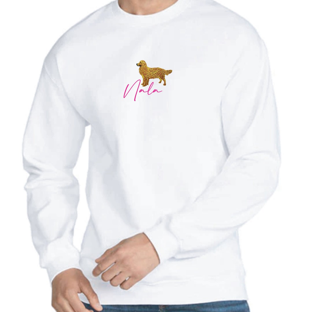 Embroidered Golden Retriever Dog Sweatshirt, Embroider Puppy Hoodie ...