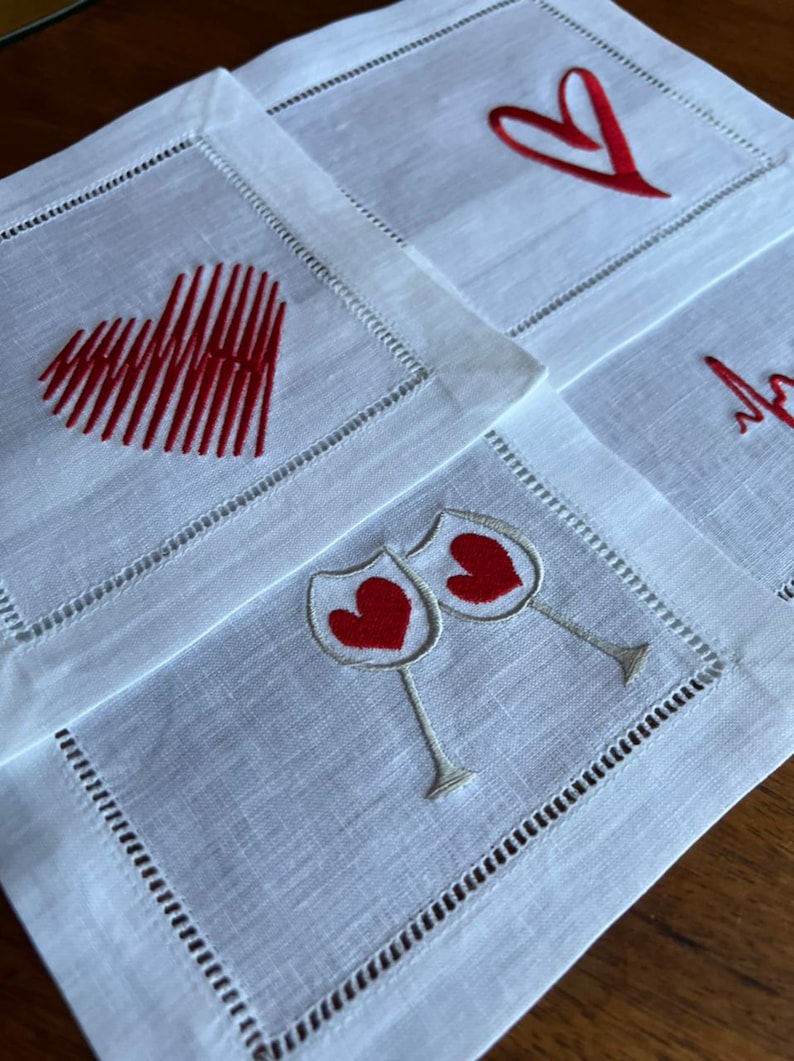 ATADesignsEmbroidery Linen Cocktail Napkins - Thumbnail 2