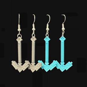 Mining Pickaxe Brick Dangle Earrings