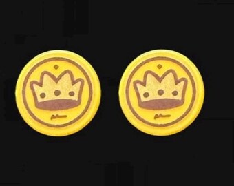 Gold Crown Brick Stud Earrings