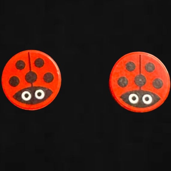 Orecchini a bottone a forma di coccinella in argento, acciaio inossidabile - Italia
