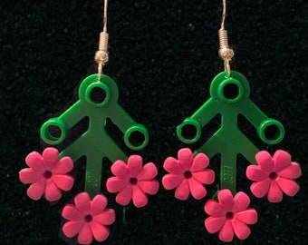 Brick Flower Dangle Earrings