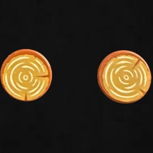 Wood Slice Brick Stud Earrings