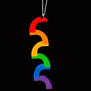 Rainbow Pride Flag Squiggle Brick Necklace