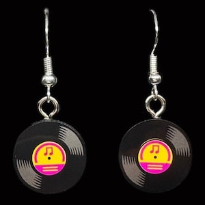 Pendientes de ladrillo con forma de disco de vinilo
