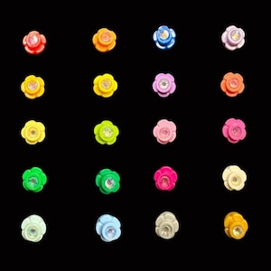 Flower Brick Stud Earrings with Rhinestones