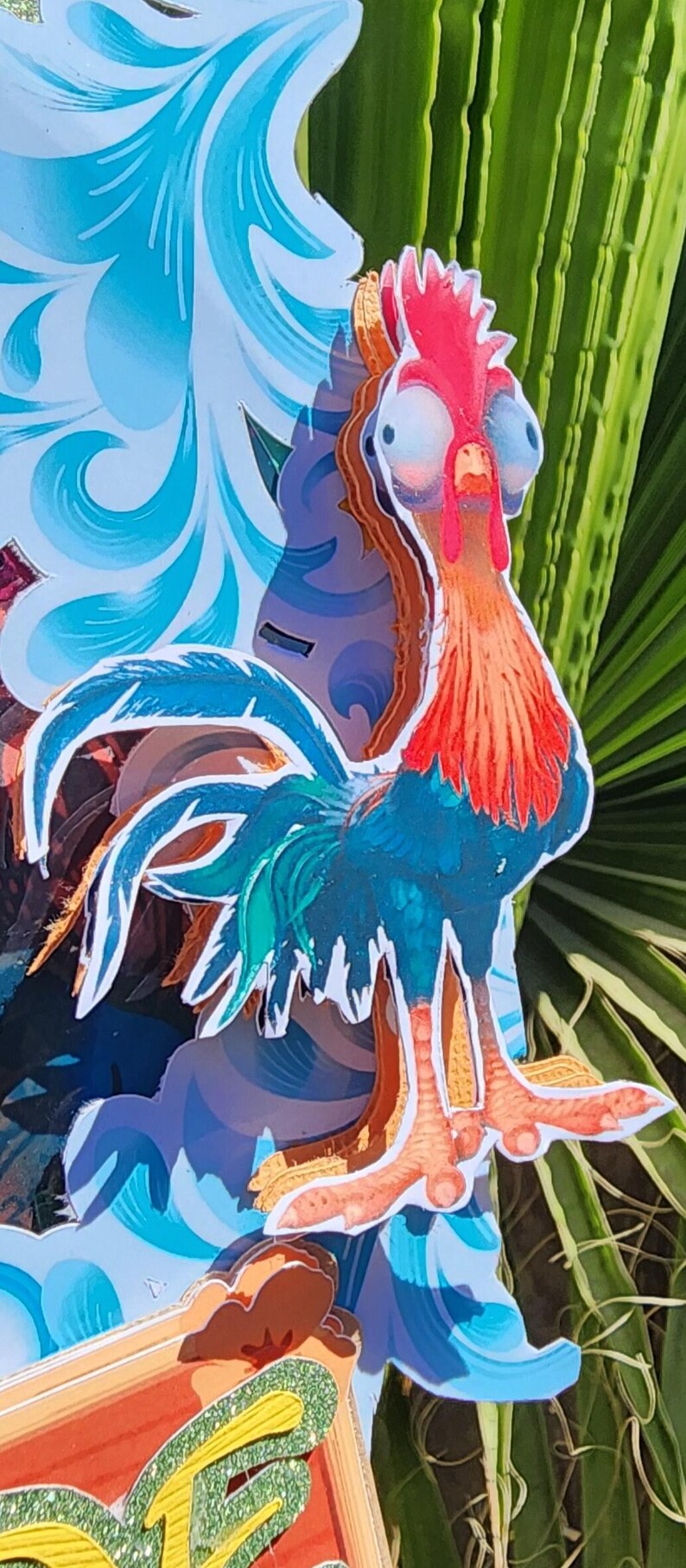 Maui cake topper, Maui birthday cake topper, blue and pink island girl topper, custom moana party favors, Maui theme party banners image 4