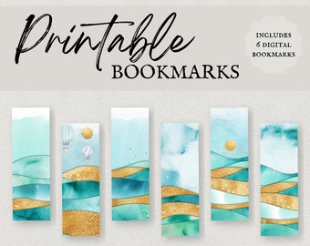 Set of 6 Digital Abstract Landscape 3 Bookmarks, Digital Product, Printable Bookmarks, Instant Download