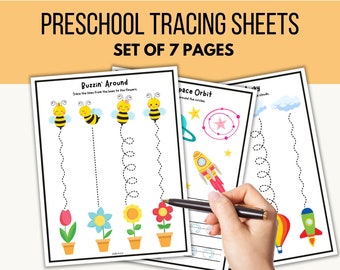 Digital Preschool Tracking Sheets, Set of 7 Pages, Prewriting, Preschool, Homeschool, Teacher, Worksheets, Digital Product, Instant Download