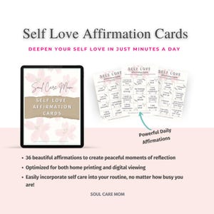 Cartes d'affirmation de l'amour de soi à imprimer Défi prendre soin de soi en téléchargement numérique Santé mentale anxiété bien-être état d'esprit Bonheur pour les femmes