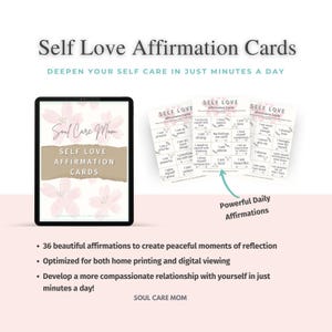 Cartes d'affirmation quotidiennes sur l'amour de soi Défi prendre soin de soi à imprimer en téléchargement numérique Santé mentale Anxiété Bien-être État d'esprit Bonheur