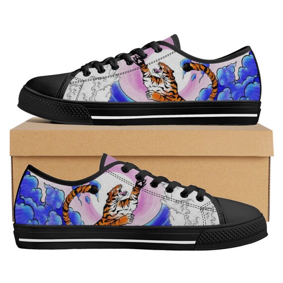 Tiger Low Top Converse Style Sneakers Custom Shoes Casual Shoes Mens Womens Shoes Unisex Sneakers Adults Etsy