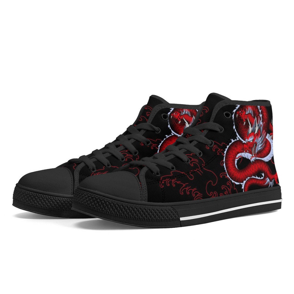 Red Dragon High Top Converse Style Sneakers Custom Shoes - Etsy