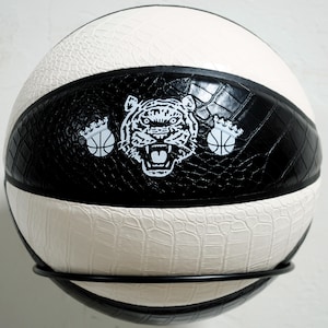 Handmade Black White Alligator Leather Luxury Basketball - Full Size