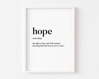 Hope Definition Print, Inspirational Wall Art (PNG, PDF)