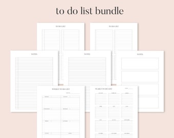 To Do List Printable Bundle, Weekly, Monthly Planner (Digital Download)