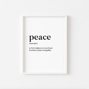 Peace Print, Peace Definition, Printable Wall Art, Inspirational Quotes, Motivational Quote, Inspirational Wall Art, Quote, Gift