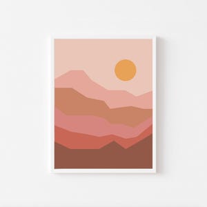 Sunset Printable Pink and Brown Sunset Graphic Design Wall Decor Wall Print Sunset Wall Decor Printable