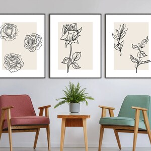 Flower Wall Decor, Flower Wall Art, Flower Digital Print, Floral Wall Art, Flower Printable, Flower Print, Beige Flower Print, Beige Flowers