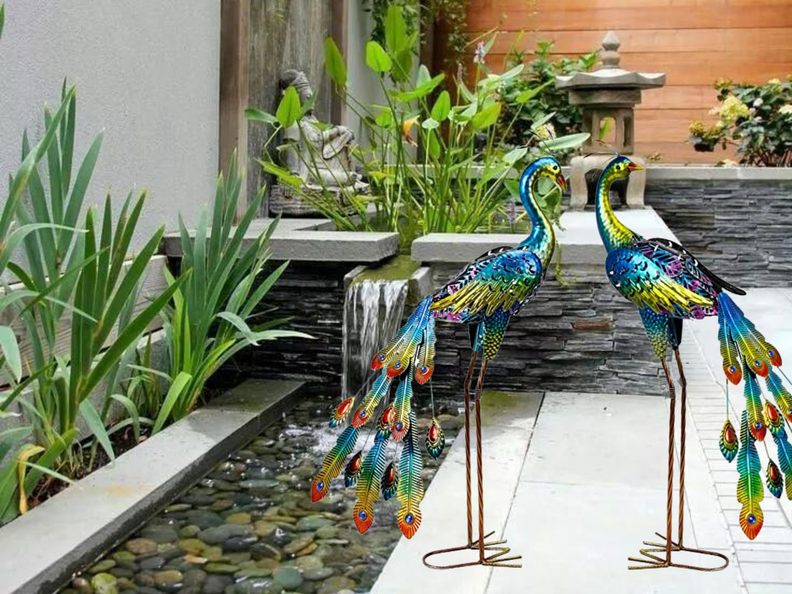 Metal Bird Statue Outdoor Solar Garden Decor Metal Yard Art Etsy